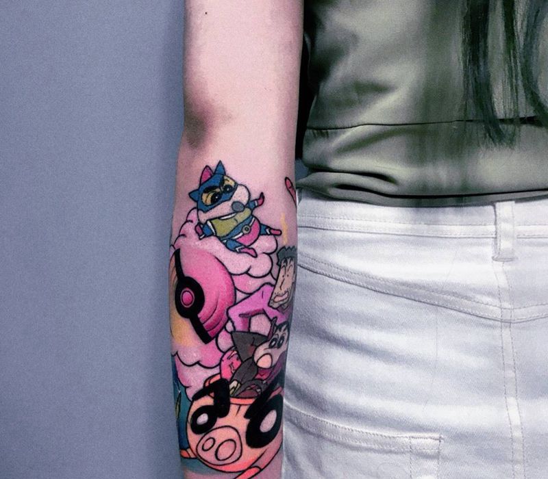 嗨，这是你的童年吗纹身图片_成品手部清新人物动物纹身图案