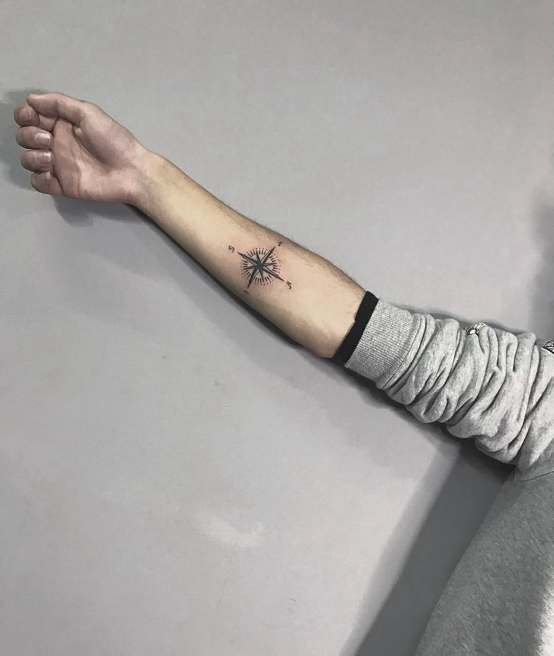 指南针纹身图片_成品清新原创纹身图案