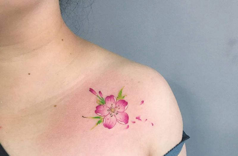 花纹身图片_成品清新植物纹身图案