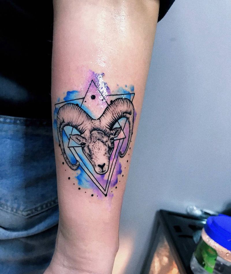 白羊座纹身图片_成品手部清新纹身图案