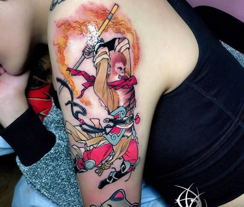 齐天大圣纹身图片_手部纹身图案