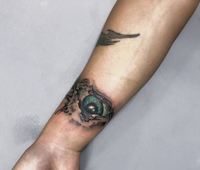 眼纹身图片_成品手部清新传统鬼神纹身图案