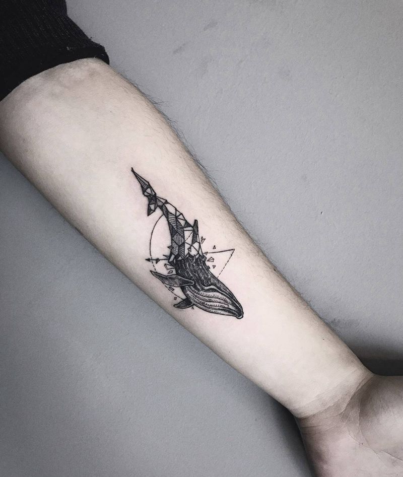 鲸鱼纹身图片_成品手部动物纹身图案