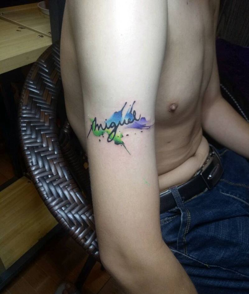 水彩泼墨纹身图片_手臂腿部清新字符动物成品纹身图案