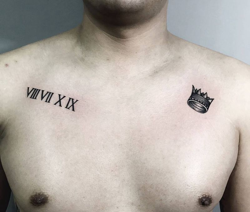 小清新纹身图片_成品胸部清新字符纹身图案