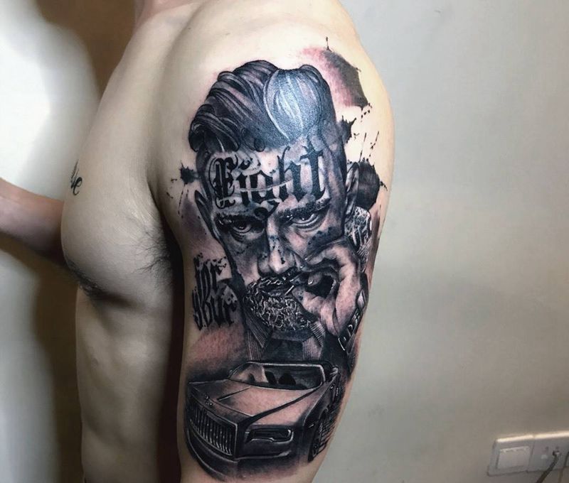 嘴炮纹身图片_成品欧美纹身图案