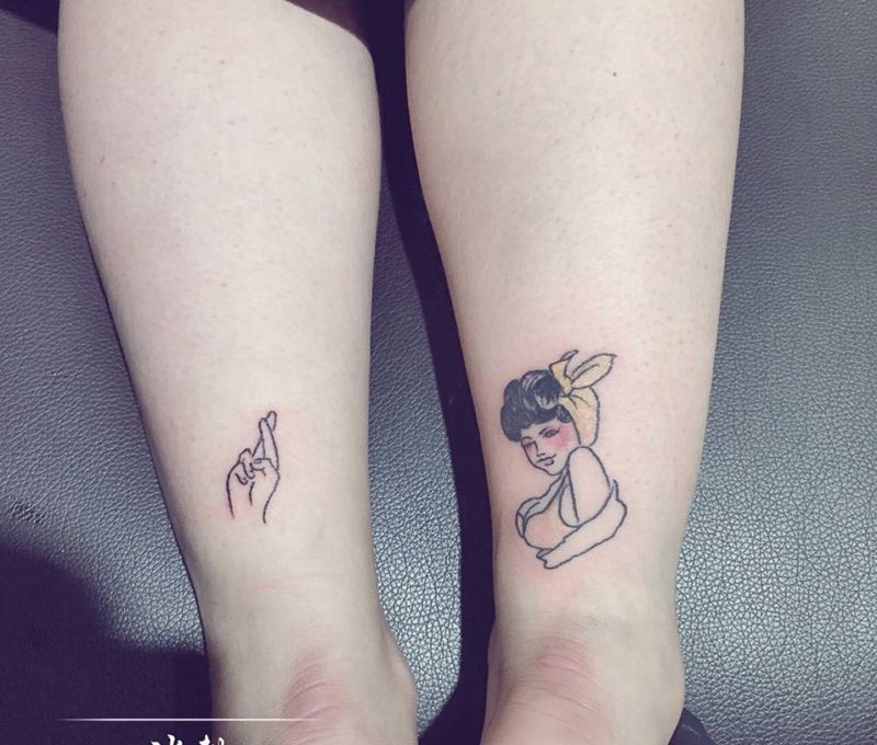 小清新纹身图片_脚部腿部成品清新纹身图案