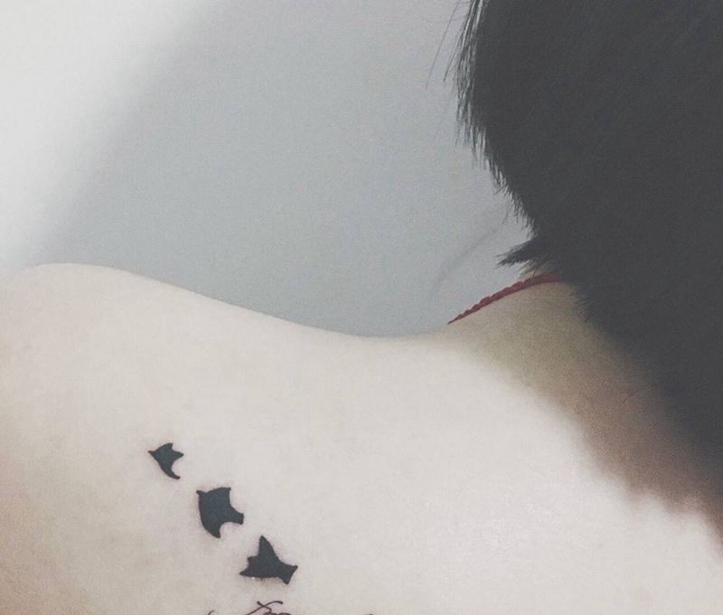 小燕子纹身图片_成品肩部清新传统动物纹身图案