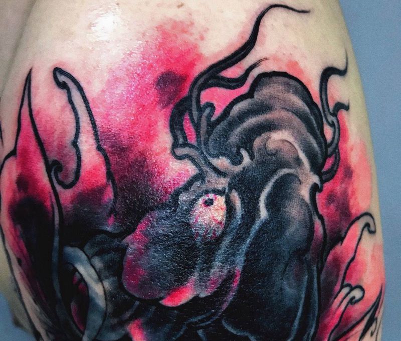 鲤鱼遮盖纹身图片_成品手臂传统纹身图案