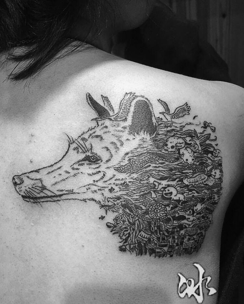 冲脱枷锁纹身图片_背部纹身图案