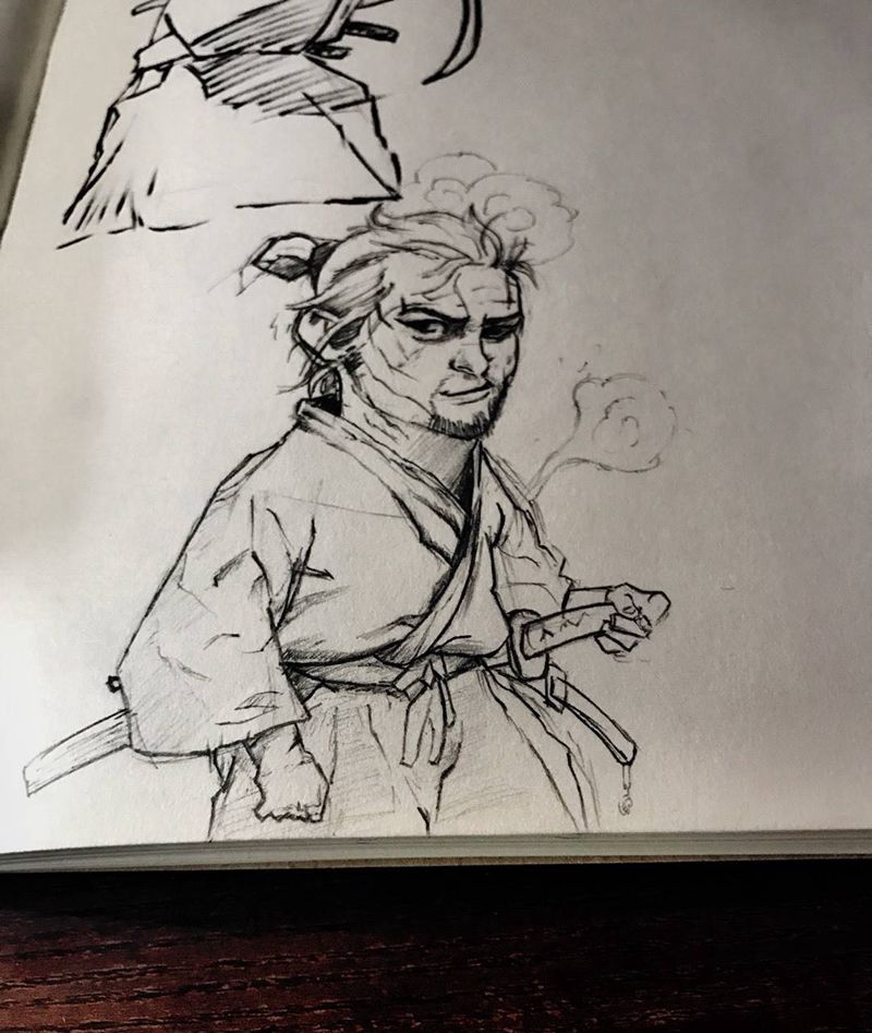 武士纹身图片_成品手稿插画纹身图案