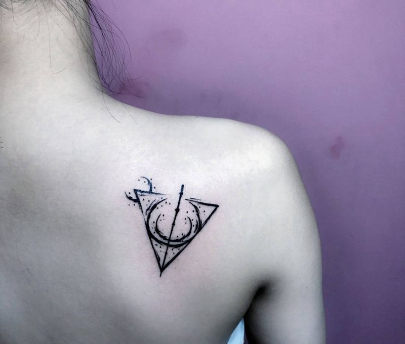 哈利波特纹身图片_成品背部纹身图案