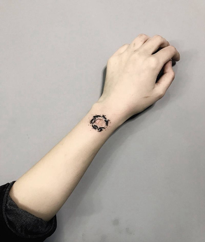 小美女生日数字圆环。纹身图片_成品手部清新几何字符纹身图案