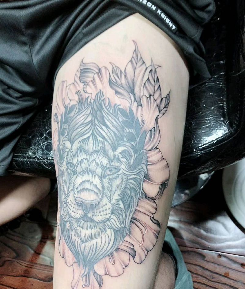 单针添加修改纹身图片_腿部点刺纹身图案