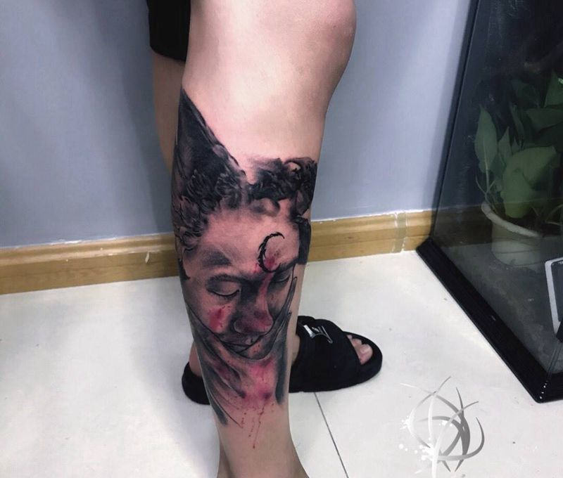 遮盖纹身图片_成品腿部纹身图案