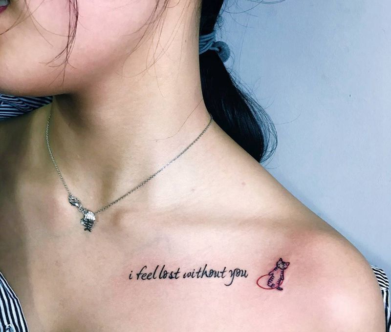 小清新纹身图片_成品胸部清新字符动物纹身图案