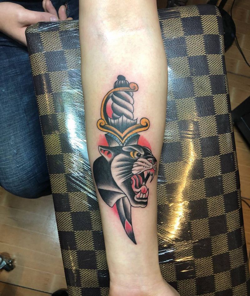 欧美纹身图片_成品手臂欧美动物纹身图案