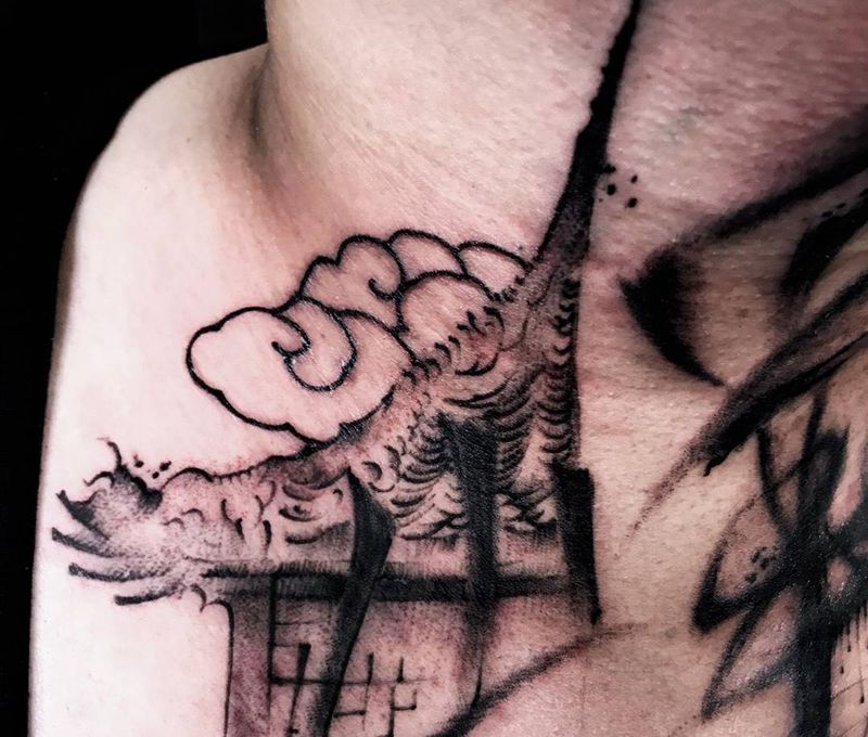 峥纹身图片_成品颈部字符纹身图案