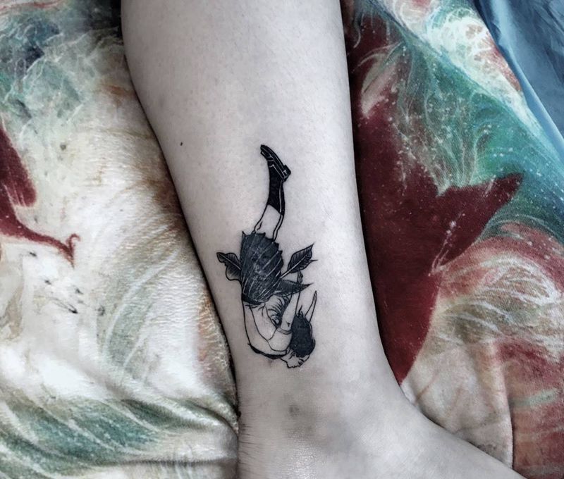 遮盖纹身图片_成品腿部欧美传统习俗人物纹身图案