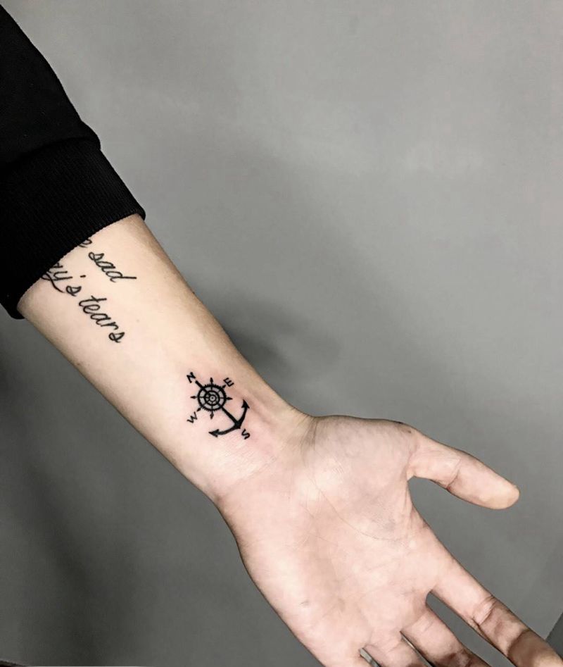 指南针纹身图片_手部手臂传统清新欧美几何纹身图案