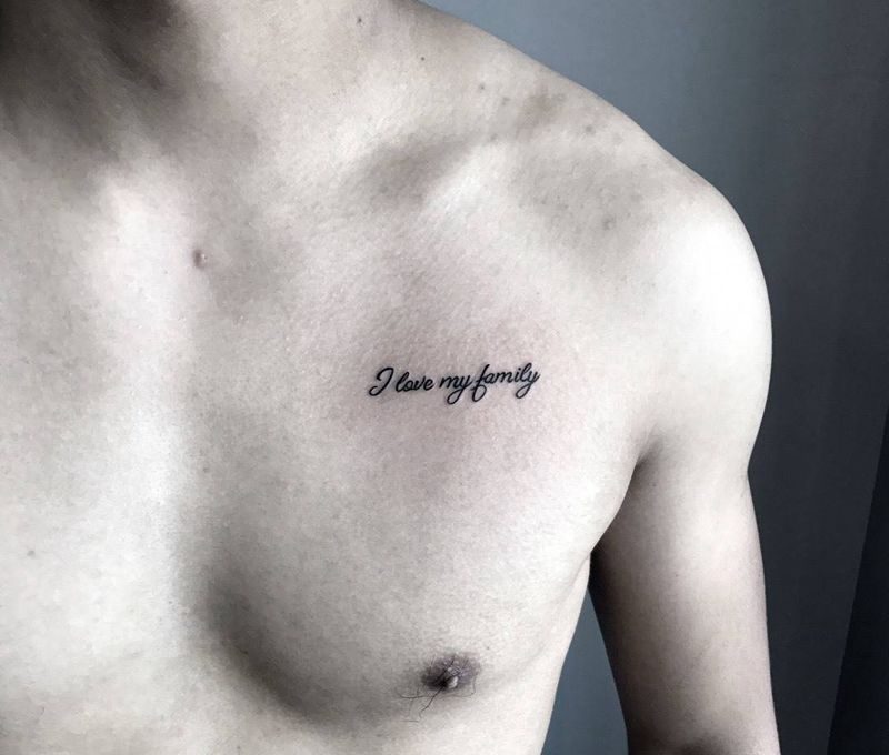 字母纹身图片_成品胸部清新字符纹身图案