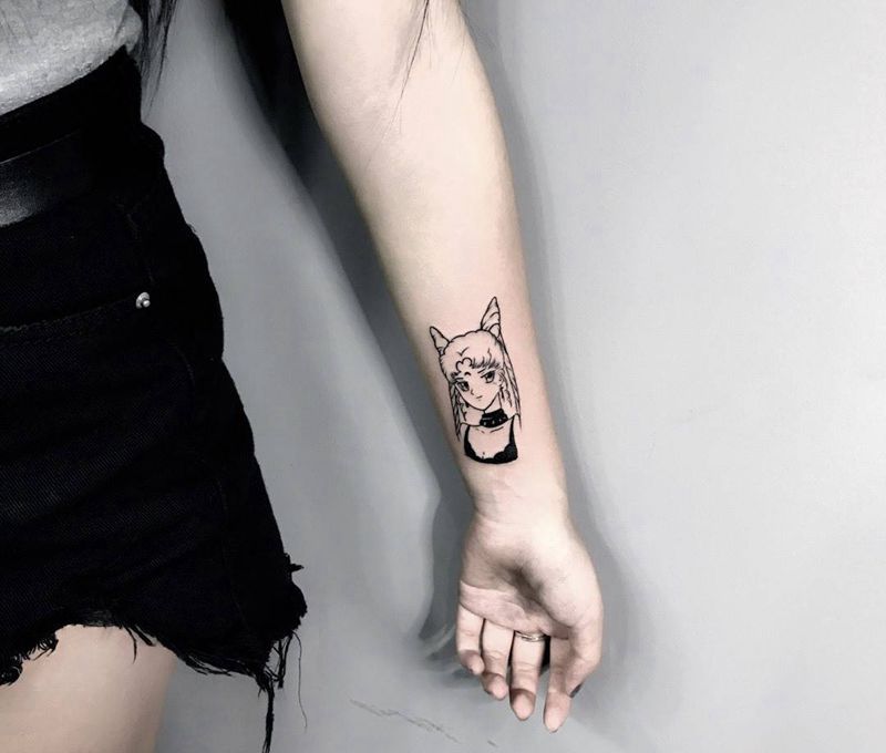 美少女战士纹身图片_成品手部清新人物纹身图案