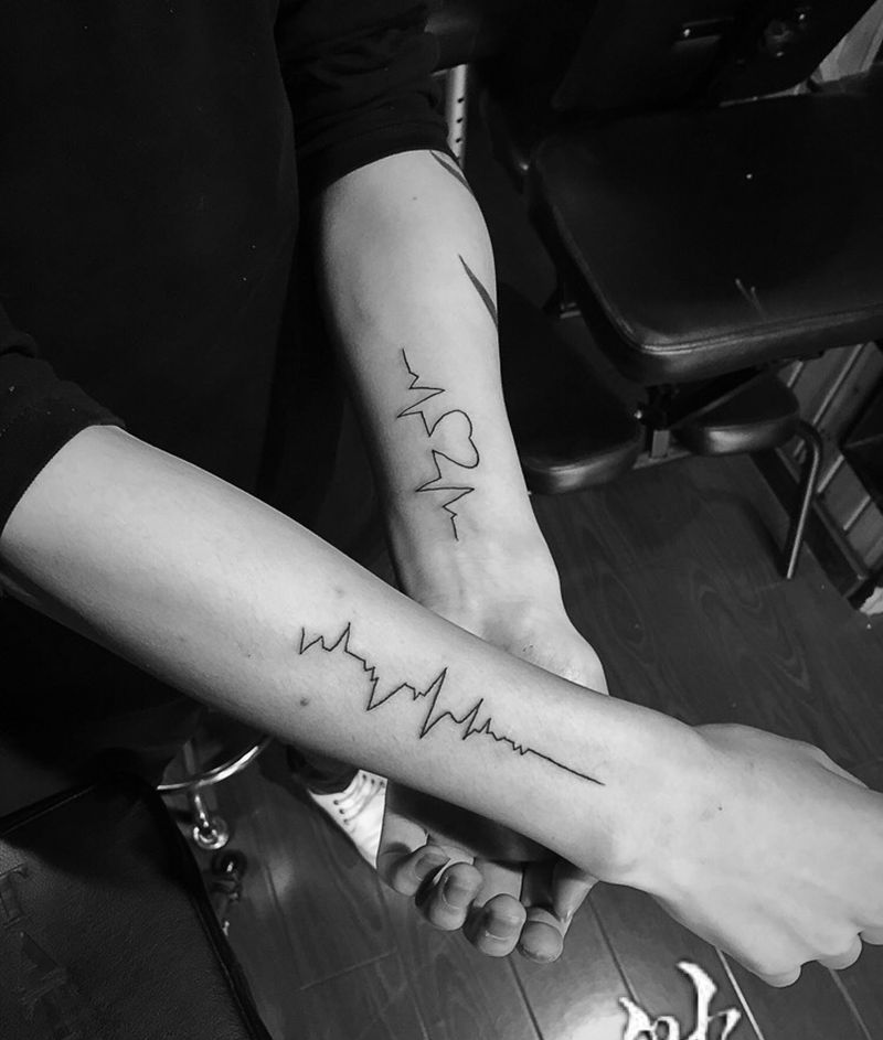 心电图纹身图片_手臂手部纹身图案