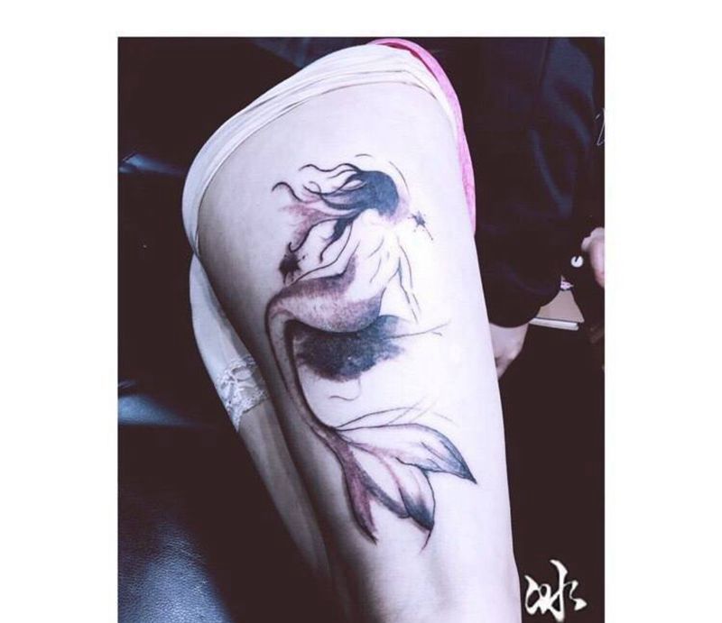 遮盖胎记。纹身图片_腿部纹身图案