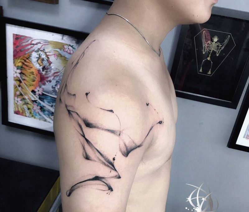 烟纹身图片_成品手部纹身图案