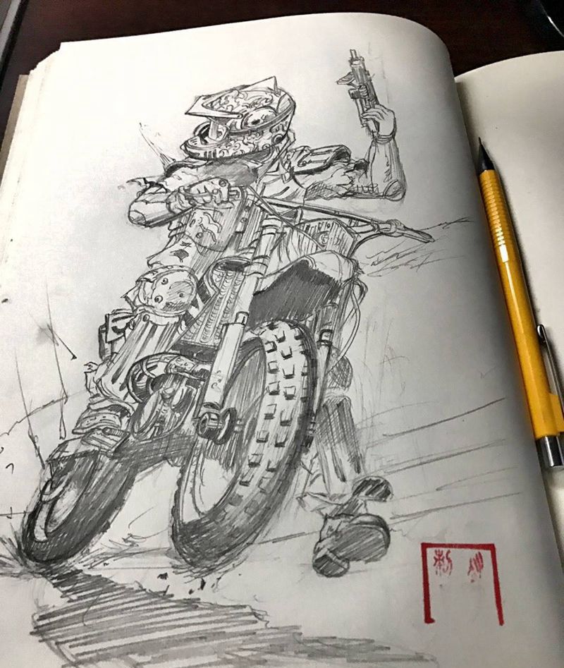 冲锋战士纹身图片_成品手稿插画纹身图案