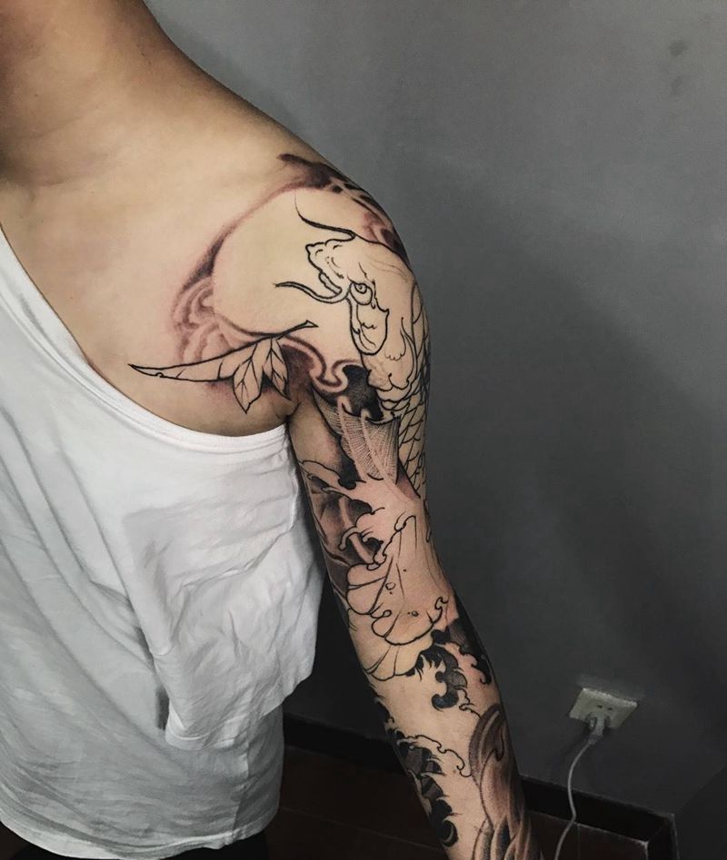 传统花臂纹身图片_手部手臂传统动物纹身图案