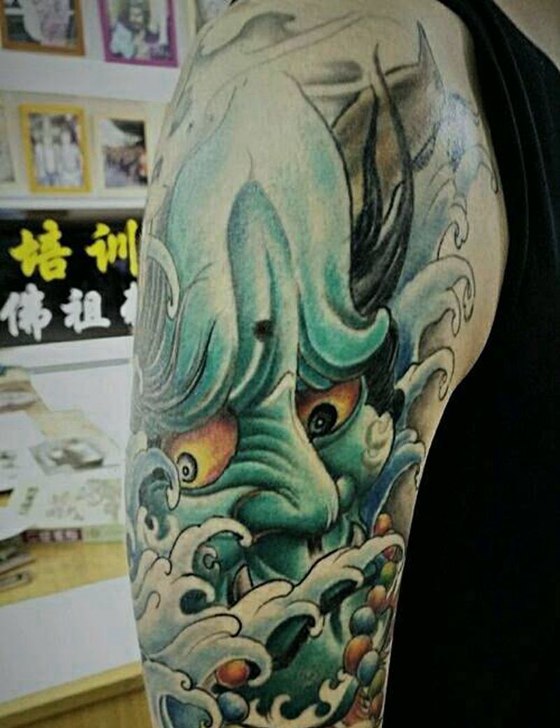 般若纹身图片_肩部新传统纹身图案