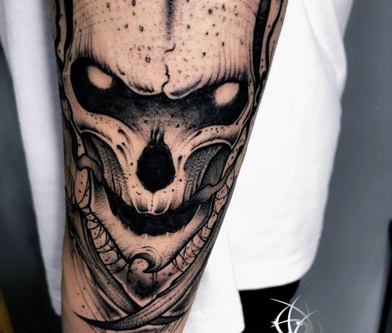 骷髅纹身图片_成品手部纹身图案