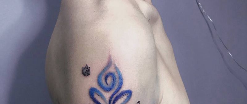 莲纹身图片_成品手臂清新植物纹身图案