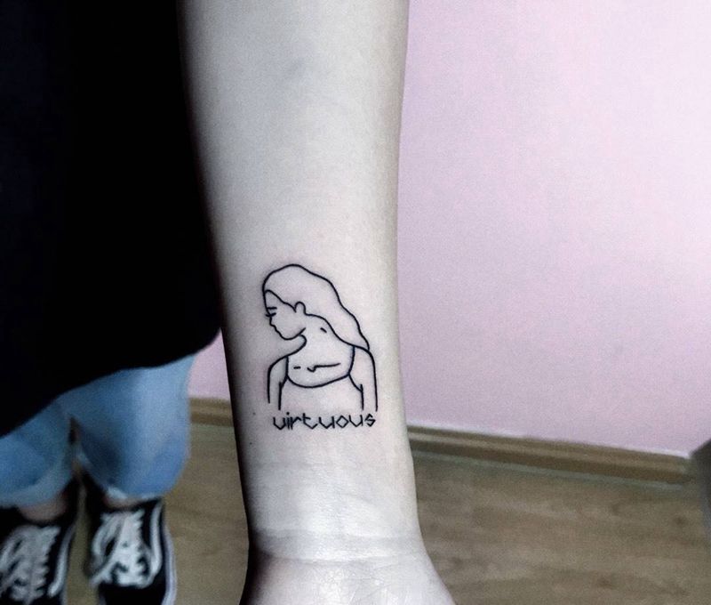 小清新纹身图片_成品手部清新人物纹身图案