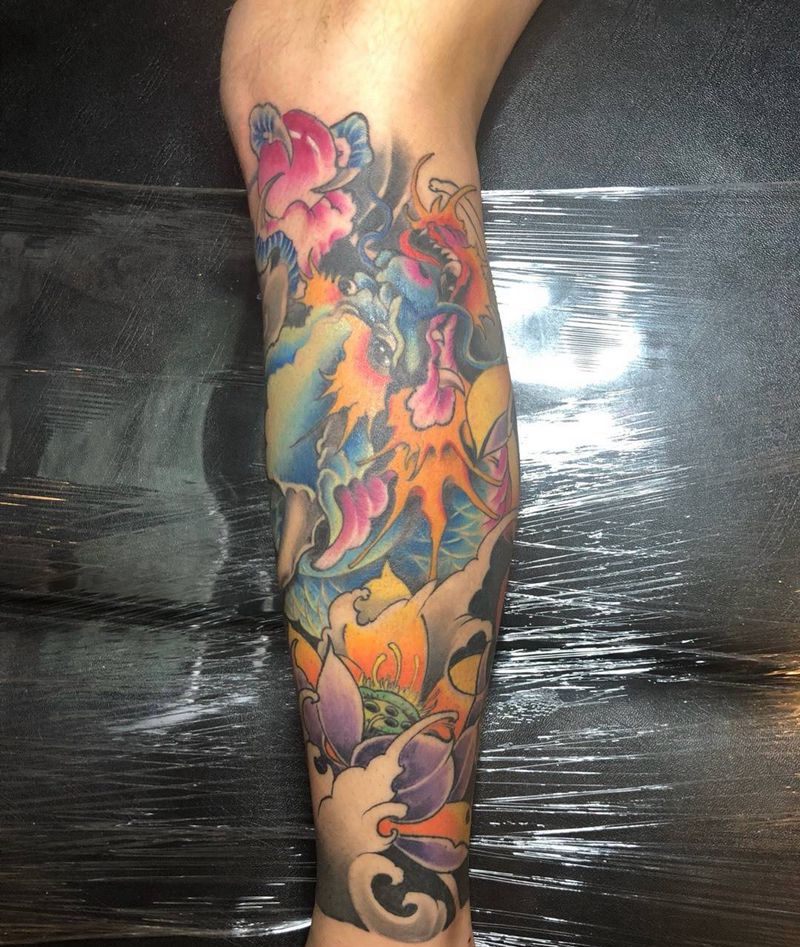 包小腿纹身图片