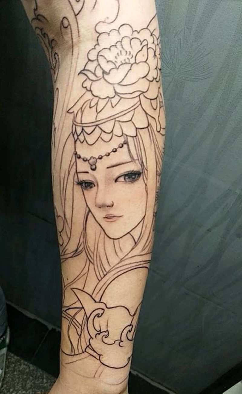 包小臂线条纹身图片_手部新传统纹身图案