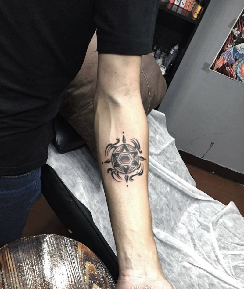 五角星纹身图片_成品手臂清新纹身图案