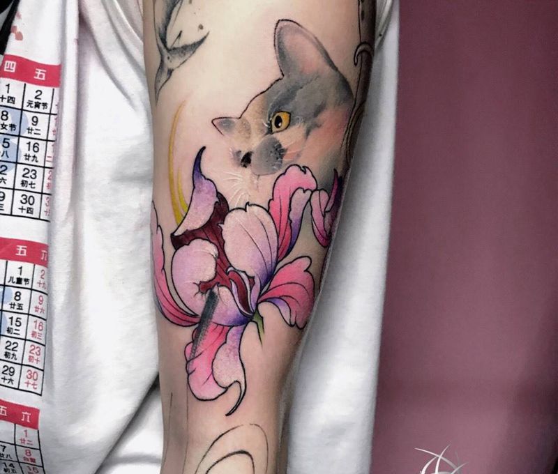 猫纹身图片_手部纹身图案