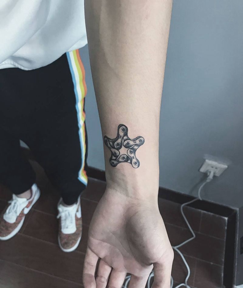 字母车链纹身图片_成品手部清新传统几何字符纹身图案