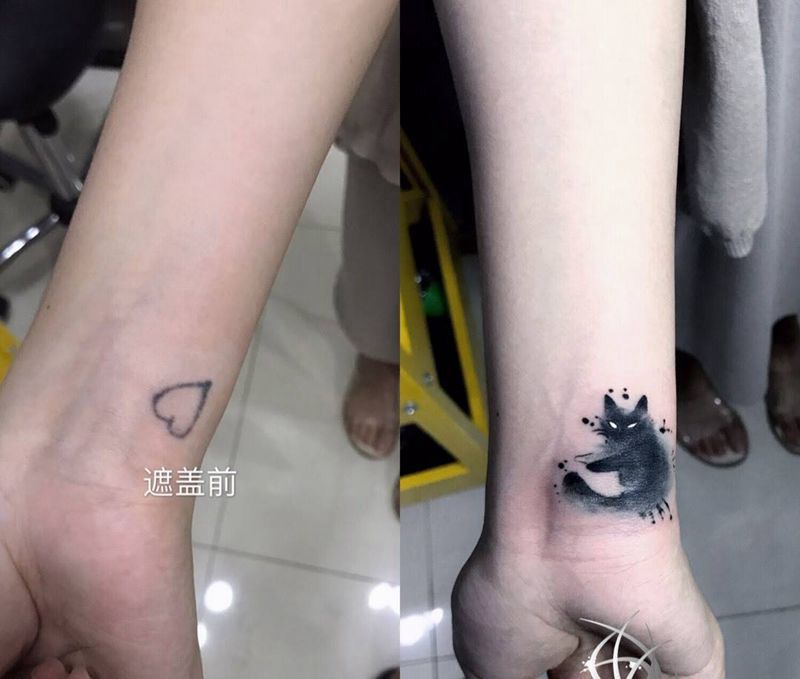 猫纹身图片_手部纹身图案