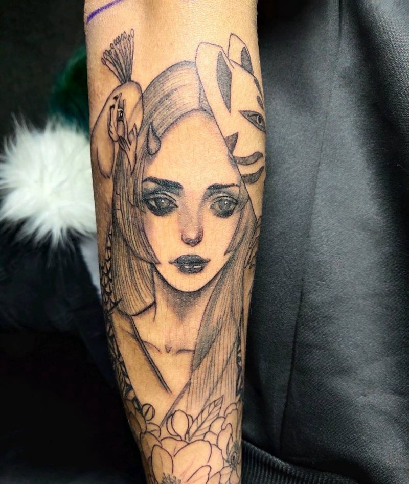 艺伎纹身图片_手臂手部New School新传统女孩纹身图案