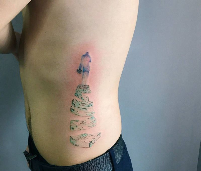 上进纹身图片_成品清新人物纹身图案