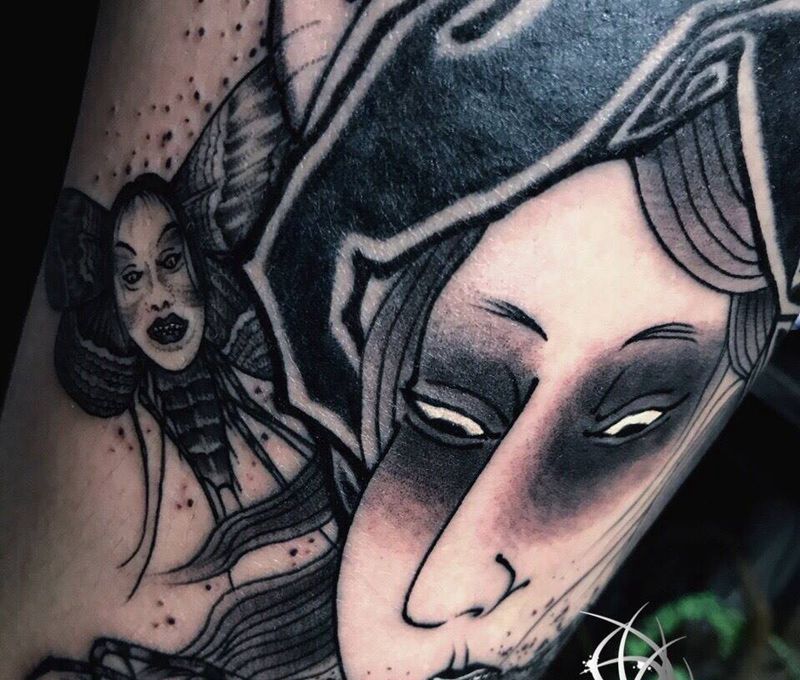 暗黑纹身图片_腿部纹身图案