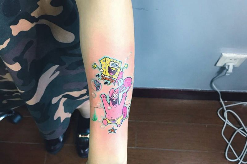 童趣纹身图片_成品手臂清新动物人物纹身图案