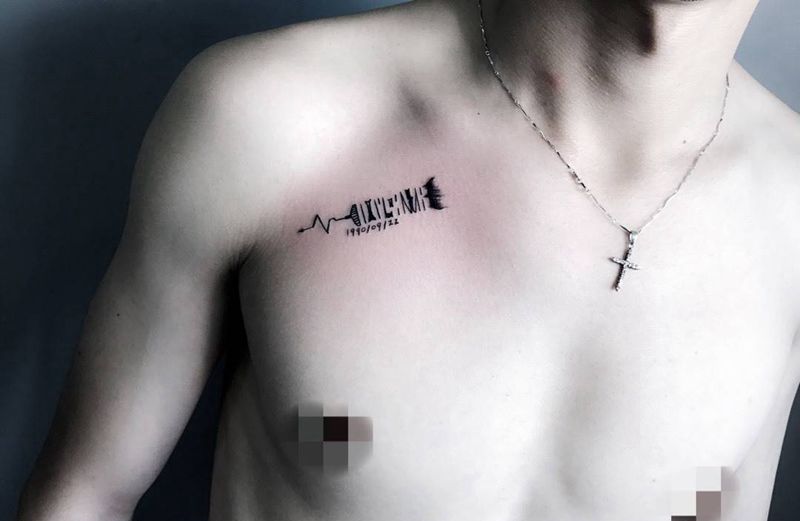 小图纹身图片_成品胸部清新字符纹身图案