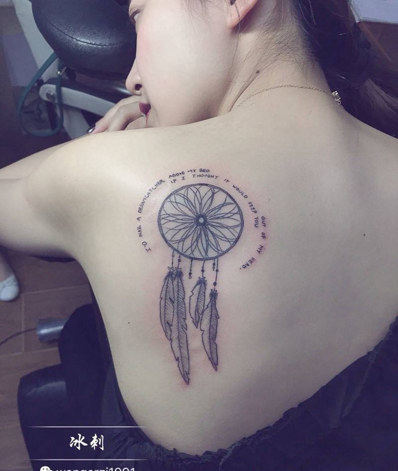 小清新，捕梦网纹身图片_背部手臂腿部脚部手部纹身图案