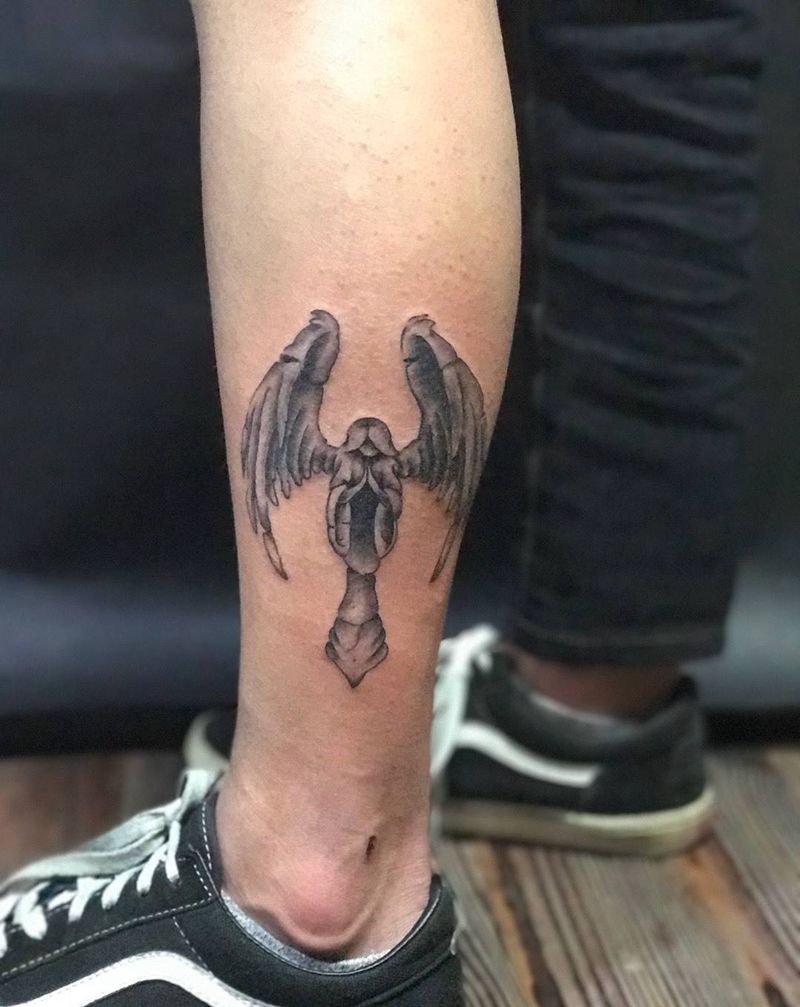 石雕小天使纹身图片