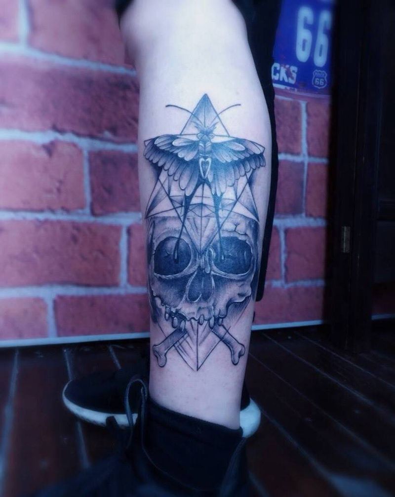 雨针.骷髅纹身图片