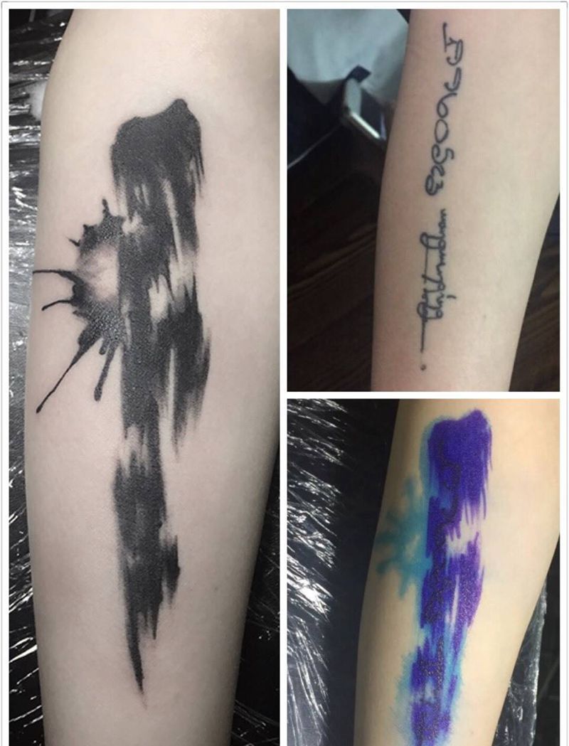 水墨遮盖纹身图片